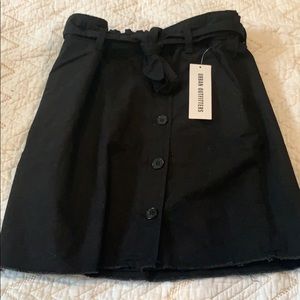UO NWT black denim paperbag waist mini skirt